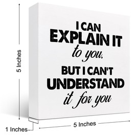 I Can Explain It to You but I Can't Understand It for You Wood Block Sign Desk Decor,Funny Sarcastic Wooden Box Plaque Sign Desk Decor for Home Office Shelf Table Decor Decorations