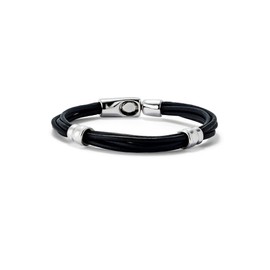 UNOde50 Silver Plated Leather Bracelet with 2 Rings Waist XL Aleación de metales bañada en argent de ley No Gemstone, Aleación de metales bañada en argent de ley, No Gemstone