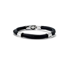 UNOde50 Silver Plated Leather Bracelet with 2 Rings Waist XL Aleación de metales bañada en argent de ley No Gemstone, Aleación de metales bañada en argent de ley, No Gemstone