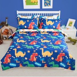 Joiedomi Kid Full Comforter Set - 7 Piece Cute Dinosaur Bedding Set for Boys/Girls - Super Soft Microfiber Bed in a Bag with Comforter, Sheets, Pillowcase & Sham