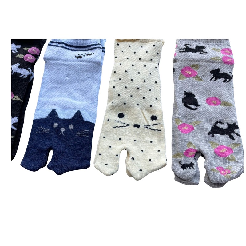 [Mode Select] P07 Women's Tabi Socks, Cute, Cat Pattern, Cotton