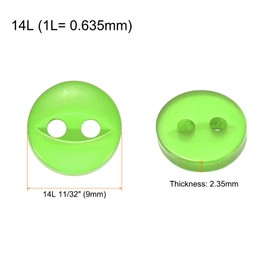 sourcing map 10pcs 14L Green Round Sewing Buttons 9mm 11/32" Resin 2-Hole Fish Eye Craft Replacement Button for Craft Pants Dress Skirt Clothing Fastener Buttons