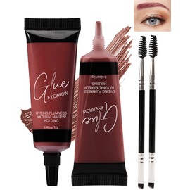 Waterproof Tinted Eyebrow Gel Kit-2PCS Burgundy Thickening Brow gel para cejas,Brow Fillers,Fast Definitio Brow Glue,Natural Long Lasting Waterproof brow Makeup for Women with 2 Eyebrow Brushes-Set 06