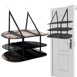 MiToBeLe 2Pcs Over The Door Drying Rack with 4 Hooks,3 Tier Sweater Drying Rack with Fixed Webbing,Large Folding Mesh Clothes Drying Rack for Dorms,Bathrooms and Bedroom(Black)