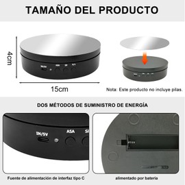 QIUZSE Base Giratoria para Figuras, Exhibidor Giratorio con Espejo, 3 Velocidades / 4 ángulos de Rotación Ajustables. Base Giratoria, para Exhibición de Joyas, Productos de Fotografía, Modelos 3D.