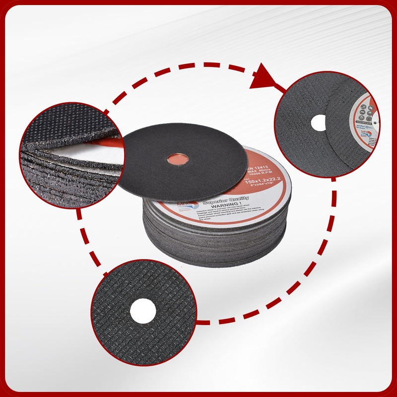 25 Pack 6" x.045 x7/8" Cut-Off Wheel - Metal &