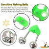 20 Pcs Fishing Rod Alarm Dual Alert Bells Green Silver