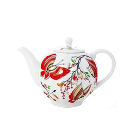 Lomonosov Porcelain Tulip Red Butterflies 3 Cups Teapot 20 oz/600 ml