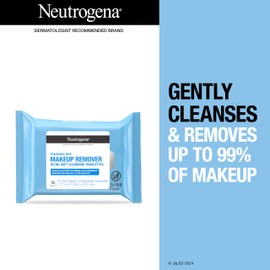 Neutrogena Neutrogena Fragrance-Free Makeup Remover Wipes, Daily Facial Cleanser Towelettes, Gently Removes Oil & Makeup, Alcohol-Free Makeup Wipes, 25 ct