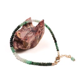 Ombre Emerald Faceted Rondelle 3-4mm Bracelet in 14K Gold Filled Clasp and 1" Extension Chain, Natural Precious gift for her. (8, with Extender)