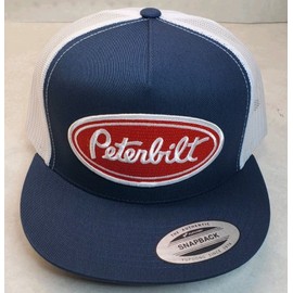 Yupoong Peterbilt Red Patch Yupoong Trucker Hat YP Classic 6006 Snapback Navy/White