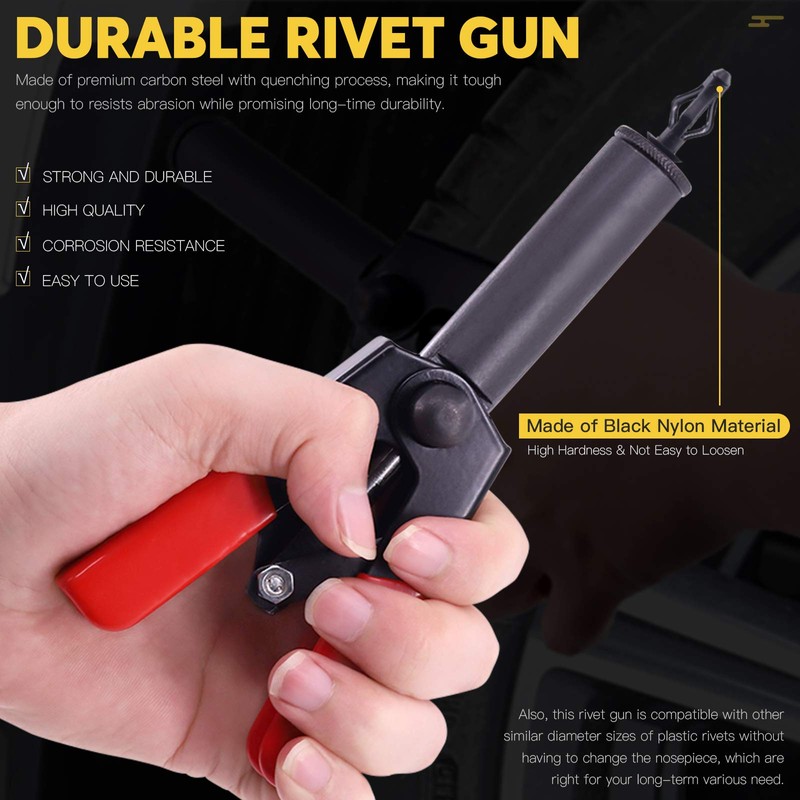 42Pcs Plastic Rivet Gun Set with 40Pcs 4Sizes Nylon Blind