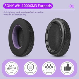 JHK Ear Pads Cushions Replacement WH-1000XM3, Ice Sensation Ear Pads Cushions with High-Density Noise Isolation Foam, Elevate Comfort, Thickness & Sound Isolation (Black Purple)