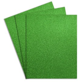 Barrilito Foamy carta con diamantina en color verde hoja, 1 paquete con 10 hojas. FCG012