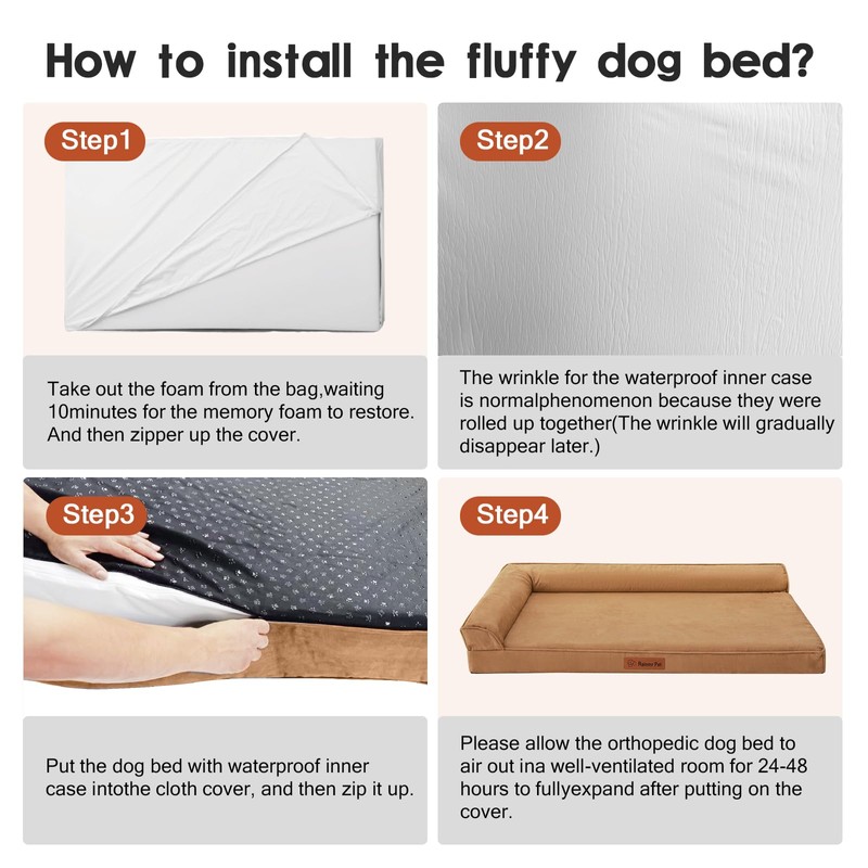 Rainmr Orthopedic Dog Bed Medium Size Dog, Memory Foam Dogs