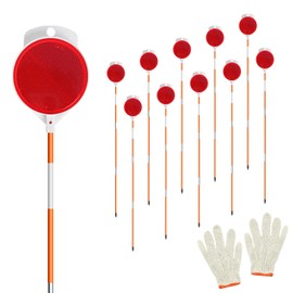 10Pcs Reflective Driveway Markers,48in Reflective for Driveway on Poles, Orange Fiberglass Snow Stakes with Double Sided Reflector and Reflective Tape for Parking Lots, Walkways and Sidewalks (10)