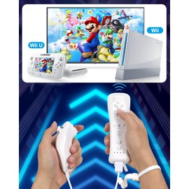 GLCONN Motion-Sensing Remote Controller with Nunchunk for Wii and Wii U Games - Controller for Wii Remotes - Wii Controller with Nunchunk - Set of 2