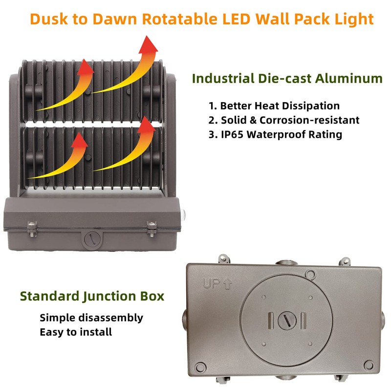 Dusk to Dawn 120W Rotatable LED Wall Pack Light, 5000K