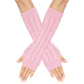 Generic Fingerless Stretchy Gloves, Long Winter Fingerless Gloves, Soft Women Stretchy Long Winter Half Finger Gloves for Family