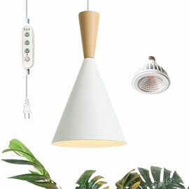 VALIKIY Hanging Grow Lights for Indoor Plants, Full Spectrum, with Timer and 15FT Power Cord, 20W Pendant Plant Lights for Indoor Growing, Large Tall Plant, Garden, Flowers, Greenhouse(White)