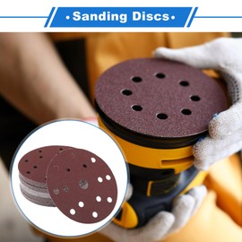 VekAuto 50 Stück Schleifscheiben, 6" 15 Löcher 100er Körnung Klett-Schleifpapier Universal für Metall, Holz, Automobilreparatur Haltbarkeit Aluminiumoxid-Papierbasis Rot