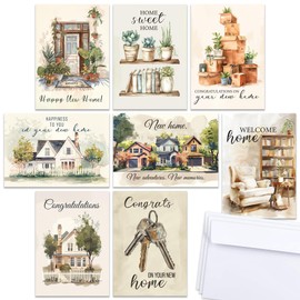 Hat Acrobat 24 Congratulations On Your New Home Cards with Envelopes Assortment Set for New Home Card Congratulations (8 Designs) Blank Inside - Great with Closing Gifts for Home Buyers (Modern)