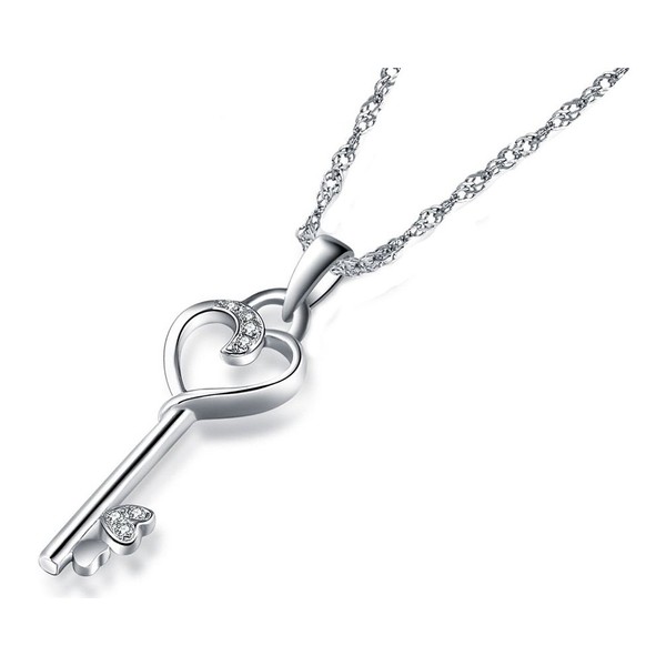 Forfamilyltd Key to Her Heart Petite Skeleton Key Pendant Necklace