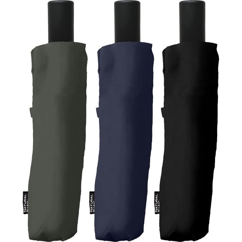 Nakatani Men's Folding Umbrella, Windproof, Black, Plain [423-028], Hand Opening,