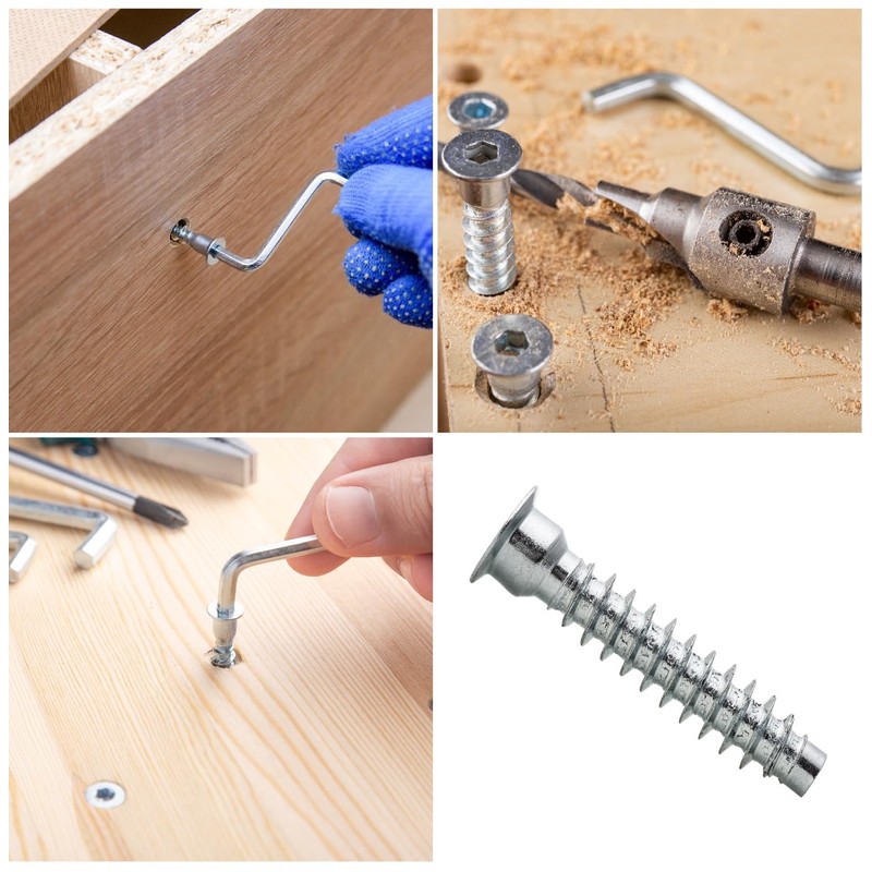 7mm x 50mm Silver Hex Socket Flat Head Confirmat Screws