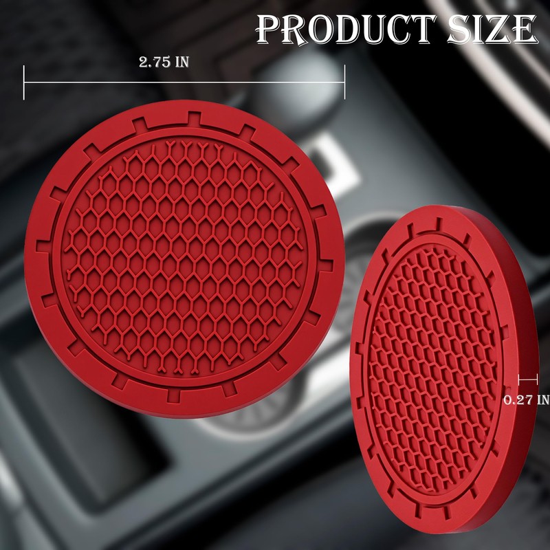 MEAJOO 4PCS Car Cup Holder Coaster, Non-Slip Cup Holders Embedded