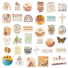 Puraesla 160pcs Boho Christian Stickers Inspirational Bible Verse Stickers, Waterproof Vinyl Faith & Jesus Decals for Journaling Bibles Water Bottle Scrapbook Laptop Gifts for Kids
