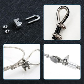 GOLD DEER 18PCS M4 Wire Rope Accessories Set 12 Wire Rope Cable Clamps 6 Thimble Rigging 6 Pcs Aluminum Crimp Loop Sleeves for 4mm Wire Ropes Wire Clips 4mm Wire Rope Clips Wire Rope Sleeves Cable