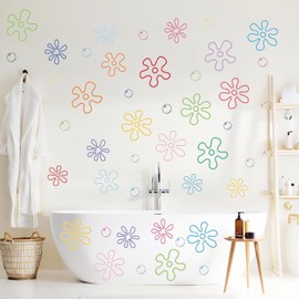 Flowers Bubbles Wall Decals Under The Sea Birthday Party Decorations Bubble Wall Stickers Peel and Stick Wallpaper for Baby Bathroom Nursery Girls Bedroom Toddler Room Wall Decor
