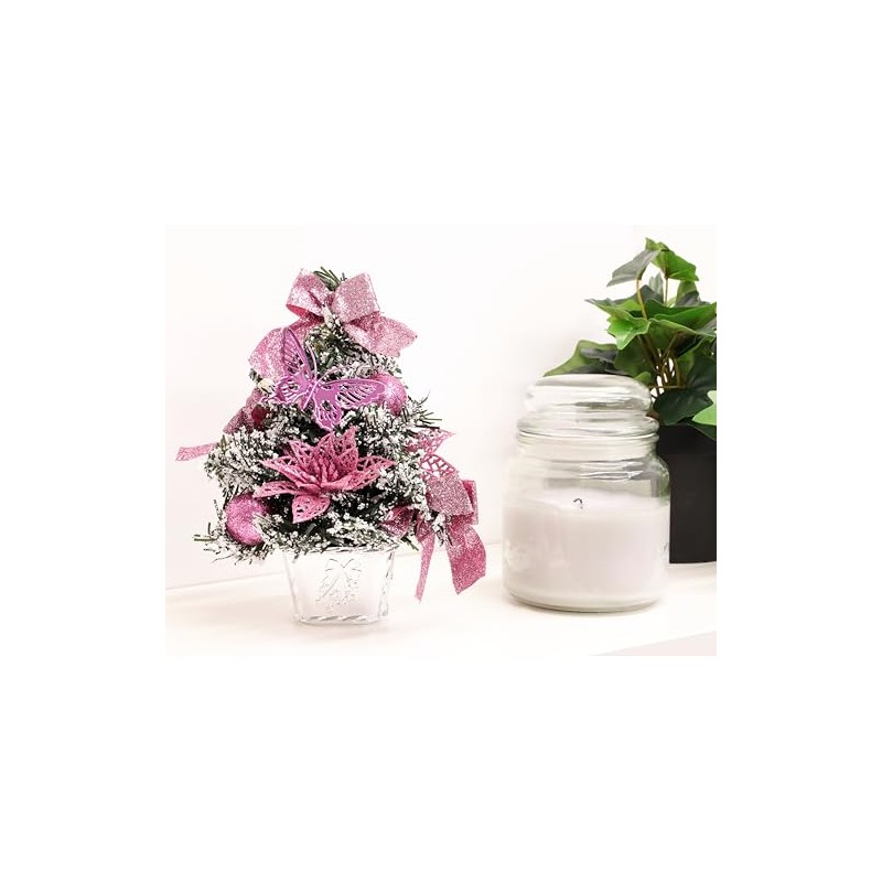 Christmas Concepts® 20cm (8") Frosted Bouquet With Baby Pink Decorations