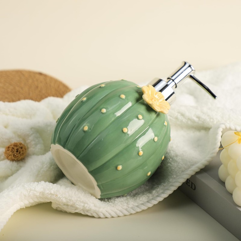 WAIT FLY Cactus with Yellow Pattern Soap Dispenser with Pump,