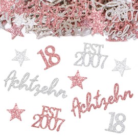 MEJOSER Pack of 150 18th Birthday Girls Decoration, Confetti with Glitter 2007, Table Decoration 18th Birthday Decoration, Birthday Decoration 18 Gifts for 18 Years Girls, Rose Gold