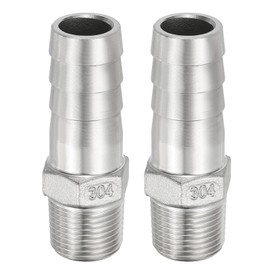 PATIKIL 304 Stainless Steel Barb Hose Fitting, 2 Pack 5/8" Hose Barb x 3/8" NPT Thread Pipe Connector Adapter Quick Fittings for Bore Air Water Connecting