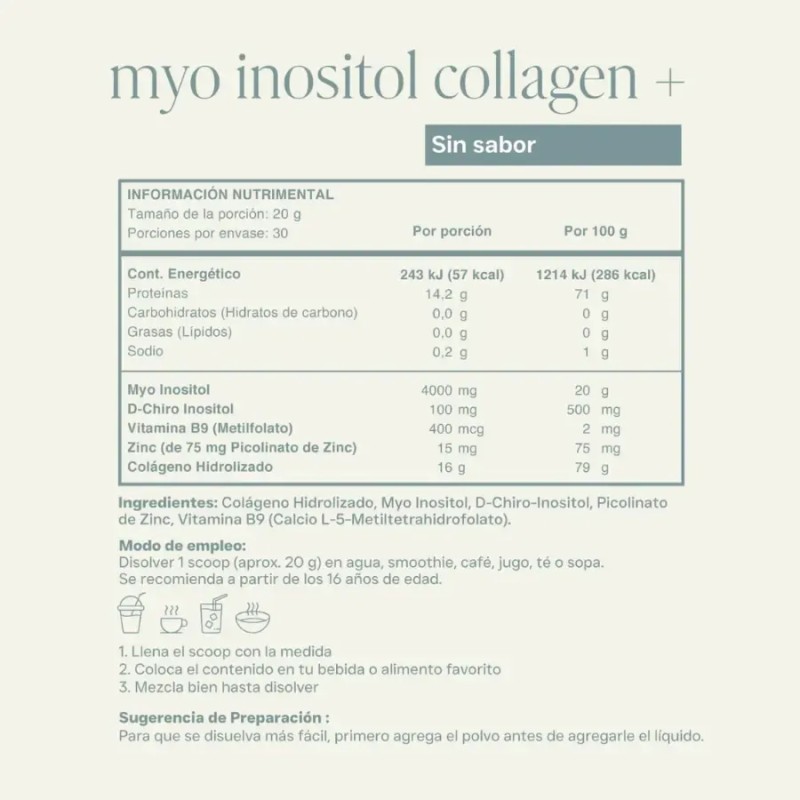 Reset Myo Inositol Collagen+ Sin Sabor En Sachets Caja C/15