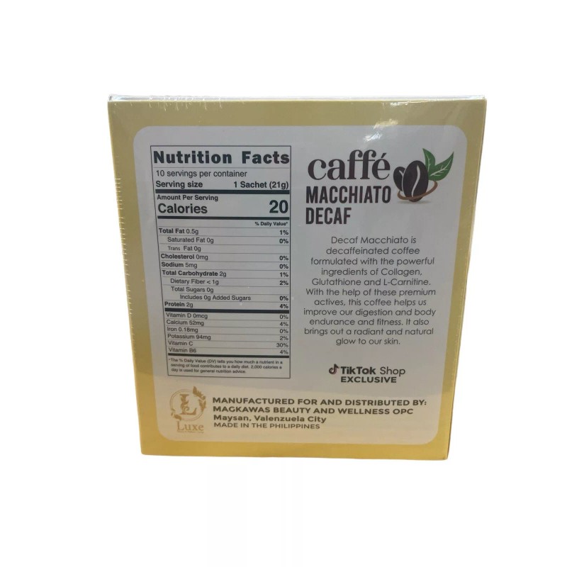 Luxe Slim DECAF Caffe Macchiato, 10 Sachets X 21g