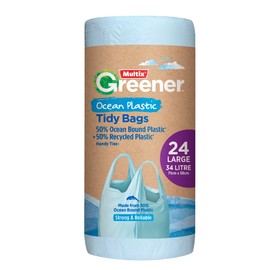 Multix Ocean Plastic Greener Tidy Bags, 34 Litre Capacity, Large (Pack of 24)