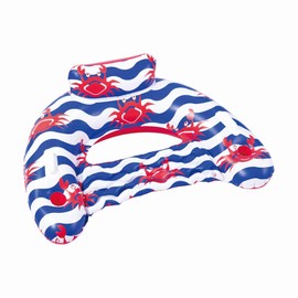 In The Swim Coastal Crab Inflatable Sun Chair - Charming Crab Design - Comfortable Pillow Support - 2 Cup Holders - Durable & Easy to Use