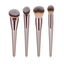 4pcs Professional Makeup Brush Set, Premium Synthetic Foundation Brush Blending Powder Tapered Kabuki Liquid Foundation Makeup Brushes Cosmetics Applicator