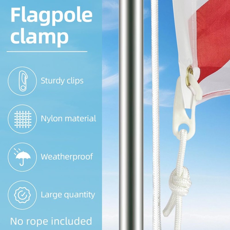 Adiwo 20 PCS Flag Pole Clip, Nylon Flagpole Clamp, Snap