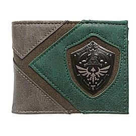 ANGIEHAIE Legend of Zelda Metal Hylian Shield Green Bi Fold Wallet