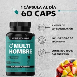 Multi Vitaminas para Hombres | Vitaminas A B1 B2 B3 B5 B6 B7 B9 B12 C D3 E K1 Zinc Calcio Hierro Cobre Cromo Selenio Manganeso Tribulus Terrestris Jen