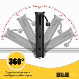 VEXPLO Supporto regolabile canna pesca bicicletta, sedie, carrelli, scooter, moto, ATV e auto spiaggia, supporto canna pesca morsetto montaggio (diametro 4,1 cm)