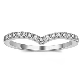 Kolmnurk Moissanite Wedding Band Half Eternity Rings for Women 0.3ct Lab Created Diamond Engagement Ring Sterling Silver V Shape Curved Moissanite Stacking Ring size 5-20