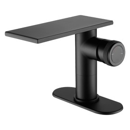 becola Modern Bathroom Sink Faucet，Black Bathroom Faucet，Waterfall Faucet for Bathroom Sink，Single Hole Cold and Hot Vanity Faucet，Single Handle Vessel Sink Faucet with Adjust Knobs and Deck Plate