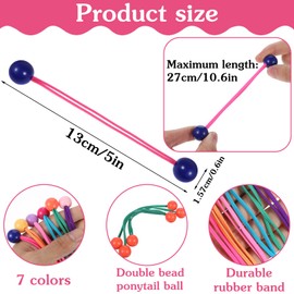 Kifmurase 21Pcs Double Balls Ponytail Elastics, Colorful Hair Ties with Balls, Ball Bubble Ponytail Holders Opaque Multicolored Twin Hair Beads for Children Toddler Girls Women