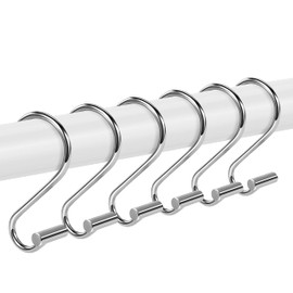 ONEYIM Shower Curtain Hooks Rings,Shower Curtain Rings for Bathroom Shower Rod, Set of 12 Premium Rust-Resistant Metal Shower Hooks Hangers T Shaped Design (Silver)